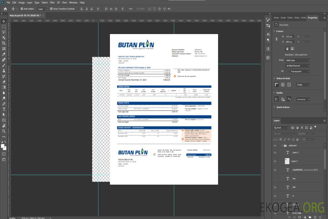 BUTAN PLIN d.o.o. facture commerciale du service public de gaz, SCR template BUTAN PLIN d.o.o. facture commerciale du service public de gaz, SCR template